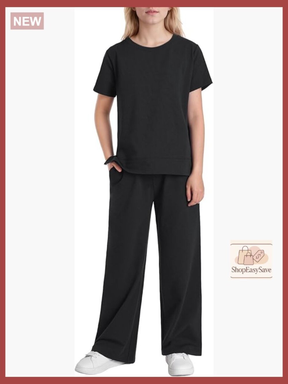 Petite Sweatsuit Set Wide Leg Joggers Short Sleeve Casual Athletic Wear